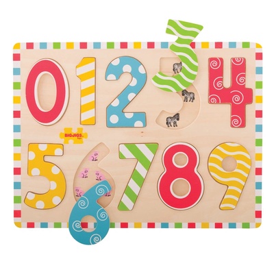 Bigjigs Toys - Дървен пъзел - Цифри - От 0 до 9