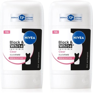 Nivea Black & White Invisible Clear твърд антиперспирант изгодна опаковка