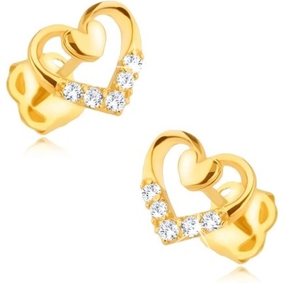 Šperky eshop diamantové ve zlatě obrys srdce s menším srdíčkem a brilianty BT504.41