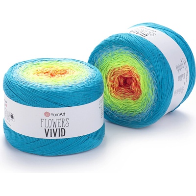 Yarn Art Flowers Vivid 509 neonově oranžová, žlutozelená, tyrkysová