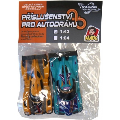 MaDe Autodráha náhradní autíčka 2 ks 1:43 žlutá stříbrná – Zboží Mobilmania