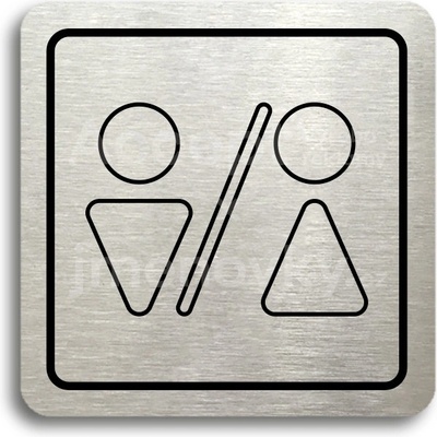 ACCEPT Piktogram WC muži, ženy V - stříbrná tabulka - černý tisk