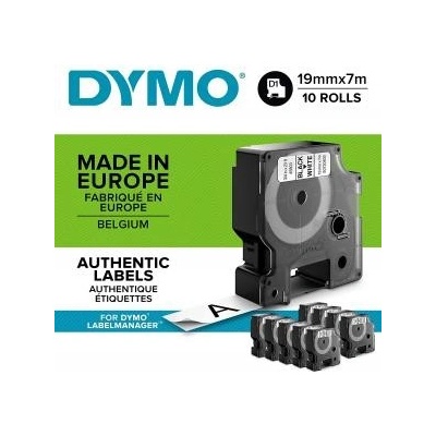 Dymo D1 45803, 2093098, 19mm x 7m, čierna tlač/biely podklad, originální pásky, 10ks