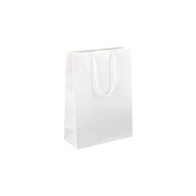Papírová taška bílá Monza 250x110x350 mm LESKLÁ laminace