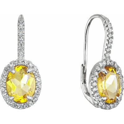 PAVONA Strieborné náušnice luxusné s pravými minerálnymi kameňmi žlté 11492.3 citrine