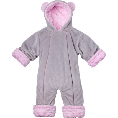 ESITO Zimní kojenecký overal Minky Teddy růžová