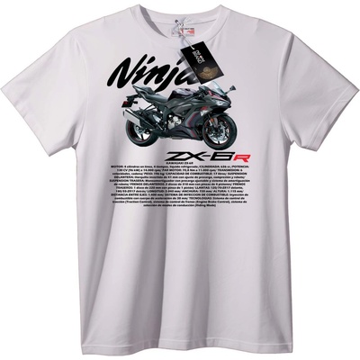 NOONEBRAND Тениска Ninja ZX-6R Мотоциклет - L, White