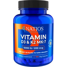 Natios Vitamin D3 & K2 5000 IU & 200 mcg, 100 kapslí