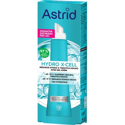 Astrid Hydro X-Cell oční gel krém proti otokům a tmavým kruhům pod očima 15 ml