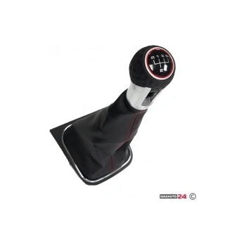 Paolo Топка за скоростен лост с маншон съвместима с VW Golf GTI 03-12 с 5 скорости - червен конец