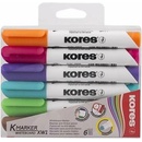 Popisovač na biele a flipchartové tabule sada 1-3 mm kužeľový KORES K-Marker 6 rôznych farieb