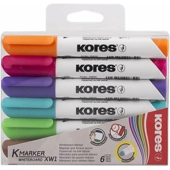 Popisovač na biele a flipchartové tabule sada 1-3 mm kužeľový KORES K-Marker 6 rôznych farieb