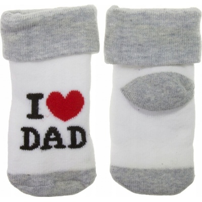 Dojčenské froté bavlnené ponožky I Love Dad, bielo/sivé