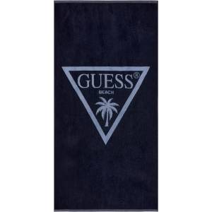 GUESS Плажна хавлия в тъмно синьо със светло синьо лого Guess