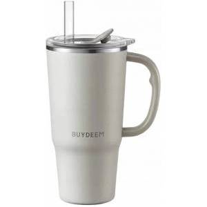Buydeem Thermal mug with straw 700 ml, model DS57, color Oat White