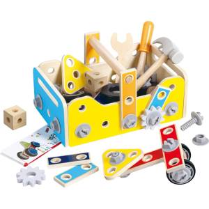 HaPe International Дървен игрален комплект Hape - Кутия с инструменти, 83 части (H3220) - baby