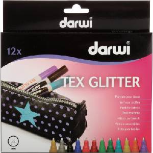 Darwi Tex Fabric Glitter Marker Set Комплект маркери за текстил 12 x 6 ml (DA0140012K01C)