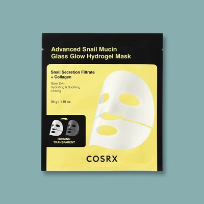 COSRX Advanced Snail Mucin Glass Glow Hydrogel Mask Hydrogelová maska 34 g 1 ks