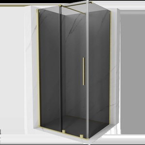 Mexen Velar плъзгаща се душ кабина 90 x 75 см, графит, злато четкано - 871-090-075-41-55 (871-090-075-41-55)