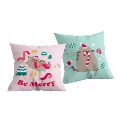 Halantex Pusheen: Коледна възглавница - 40 x 40 cm, двустранна