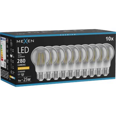 Mexen Vintis 10x LED филaмент крушка E27, A60, 4W, Топла - 2200K, 280 lm, пушек - L150-E27-0422-70x10 (L150-E27-0422-70x10)