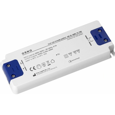 ORNO LED ovládač, plochý, 12 V, 100 W, IP20