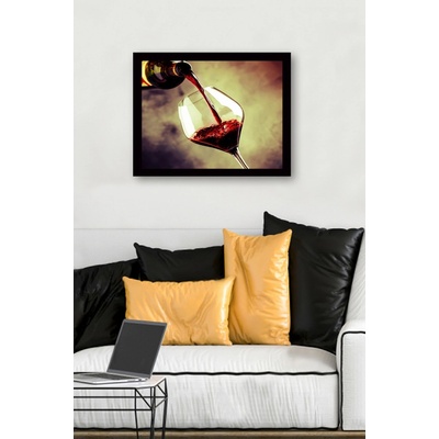 ASIR Obraz na MDF s rámem NALÉVANÉ ČERVENÉ VÍNO 56 x 41 cm