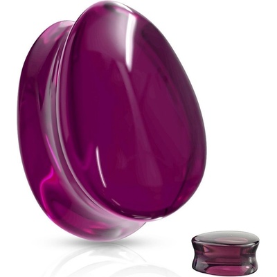 Šperky4U skleněný plug do ucha slza fialová PL01247A-14