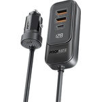 Promate Зарядно за кола 12V ProMate GEARHUB-120W 120W Car charger w Car Backseat Charging Hub w 2 x 30W USB-C, 2 x 30W QC 3.0 ports, LED Display, 1