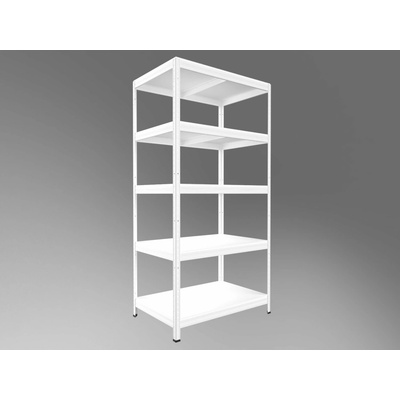 Biedrax Regál do technickej miestnosti 35 x 90 x 210 cm, biely, 5 políc biele lamino 12mm, 200 kg na policu