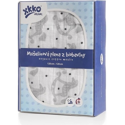 XKKO Biobavlněná plena Organic 120 x 120 Houpací koníčci stříbrná