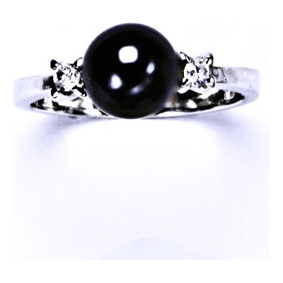 Čištín stříbrný s umělou černou perlou T 1207