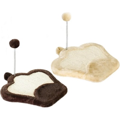 Ferplast pa5620 - Забавна котешка играчка - драскалка с топче за игра / кафява, бежова / 35 / 33 / 27 см