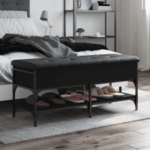 vidaXL Пейка за обувки, черна, 102x42x45 см, инженерно дърво (835197)