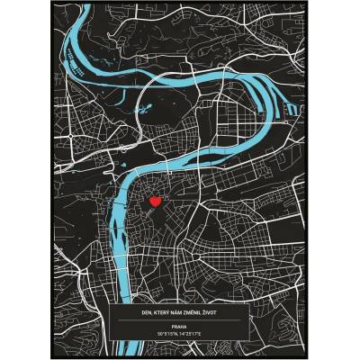 Jen tak z lásky Plakát Mapa vašeho místa - Originální dárek s příběhem Barevná varianta: Černá, Rozměr plakátu: 40 × 50 cm (PDF e-mailem)