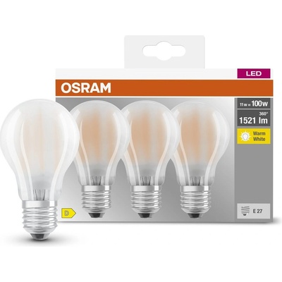 Osram Sada LED žiaroviek klasik, 11 W, 1 521 lm, teplá biela, E27, 3 ks