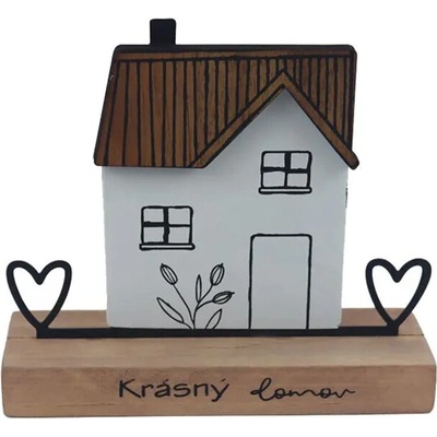 Domeček dřevo/kov Krásný domov 12x4x11 cm