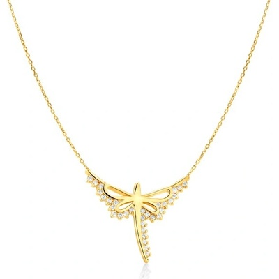 Savicki Náhrdelník vážka žlté zlato, diamanty SAVMAYN-LBR-561