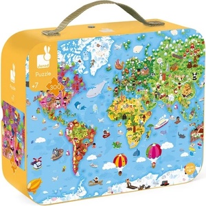 Janod Детски пъзел в куфар Janod - Карта на света, 300 части (J02656,J02549) - baby