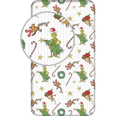 Jerry Fabrics bavlna napínací prostěradlo Grinch "Grinchmas" 90x200x25