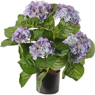 Umelá kvetina Hortenzia modrá luxe v kvetináči, 36cm