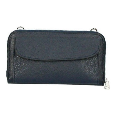 Kožená peňaženka s púzdrom na mobil tmavo modrá
