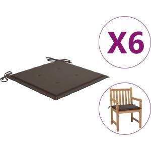 vidaXL Възглавници за столове 6 бр таупе 50x50x3 см Оксфорд плат (314055)