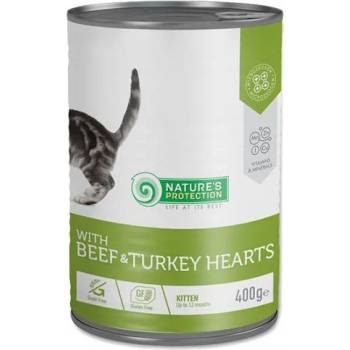 Nature's Protection Nature's Protection CAT Kittens Beef & Turkey Hearts - консерва за бебета котета с говеждо и пуешки сърца, 400 гр