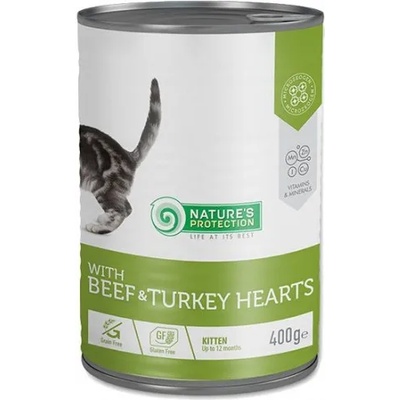 Nature's Protection Nature's Protection CAT Kittens Beef & Turkey Hearts - консерва за бебета котета с говеждо и пуешки сърца, 400 гр