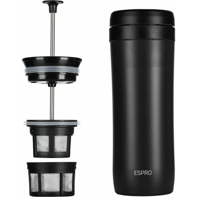 Espro French press kávovar TRAVEL PRESS P1 350 ml, čierna, nerezová oceľ