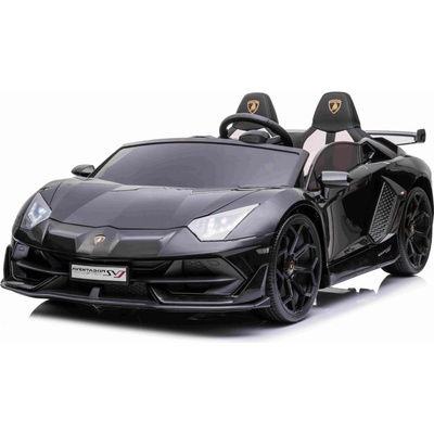 Beneo Elektrické autíčko Lamborghini Aventador 12V dvojmiestne 24 GHz dialkové ovládanie USB / SD Vstup odpruženie vertikálne otváravé dvere mäkké Eva kolesá 2 X motor original licenci čierna