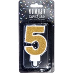 PARTY DECO ПАРТИ ДЕКО Свещ номер "5" златна 7 см 1 бр