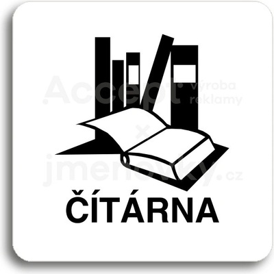 ACCEPT Piktogram čítárna - bílá tabulka - černý tisk bez rámečku