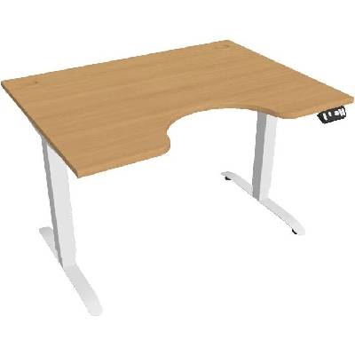 Hobis Office Pro psací stůl Motion MS ERGO 2 Šířka: 120 cm, Barva desky: buk, Barva kovu: bílá RAL 9016 Šířka 120-180 cm / 27 barevných variant